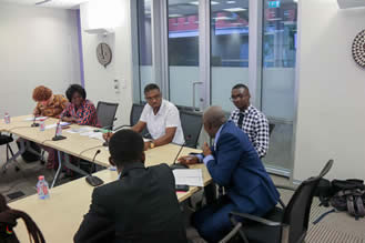 Civil society representatives connecting from the IFC office in Accra